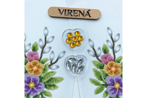 Заготовка для вишивки бісером великоднього банта на кошик "Квіти" БК_097 (з намистинами)